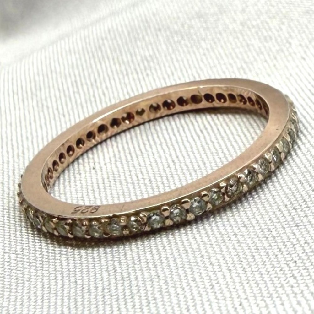Unbranded Stacking Band Ring Womens Size 5.25 Rose Gold 925 Good Pave Eternity